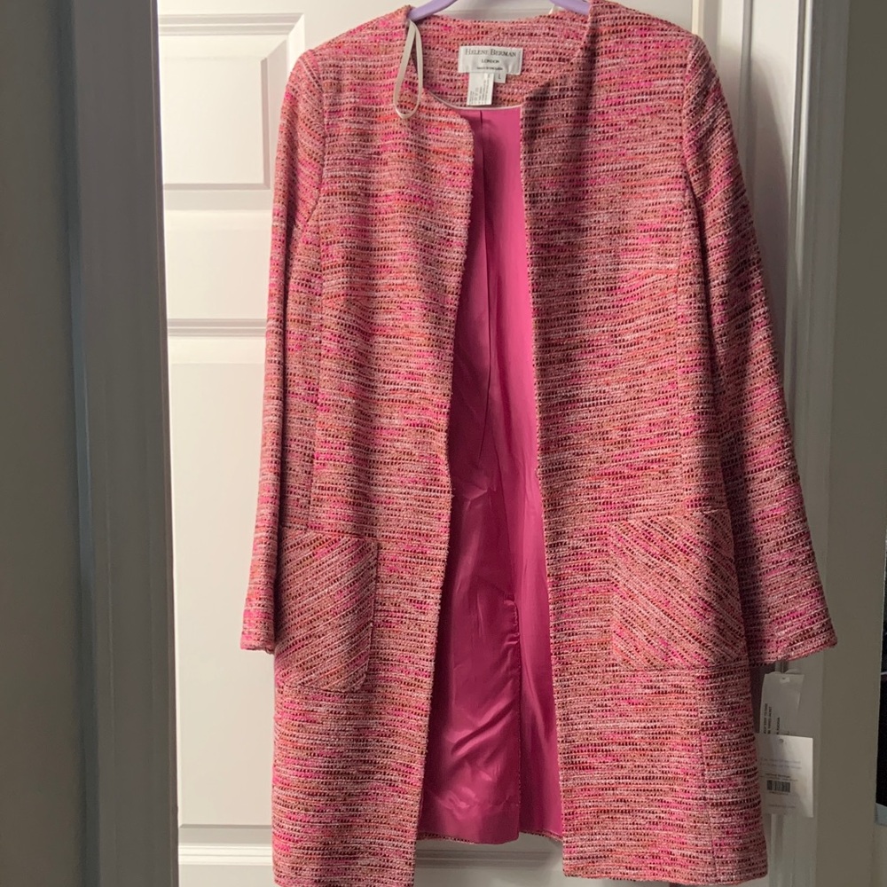 Helene Berman Pink and Red Tweed Coat NWT
